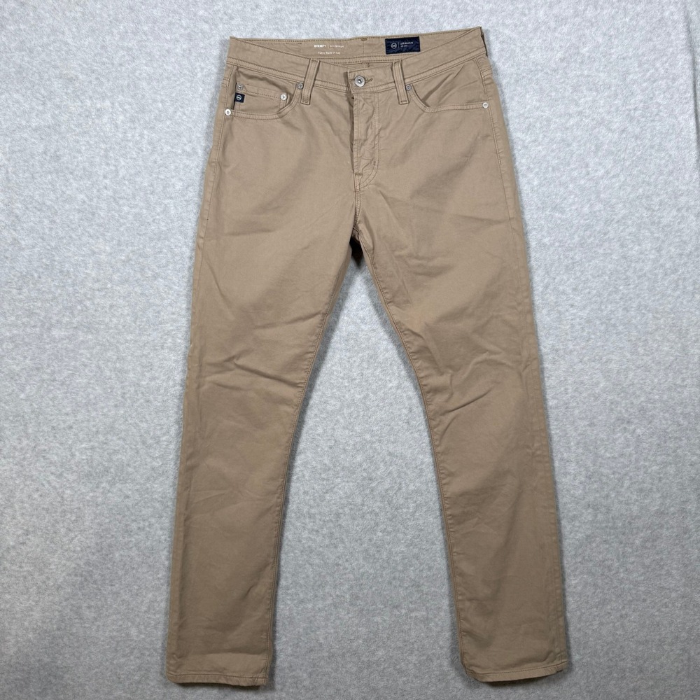 AG Adriano Goldschmied Everett Slim Straight Pants Khaki Tan 30x32 (Fits 30x30)